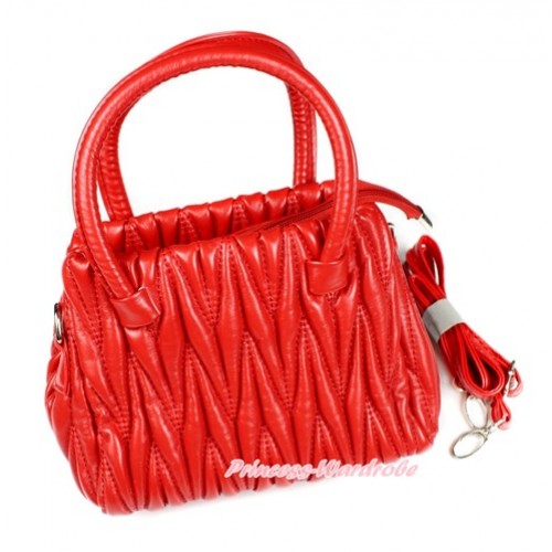 Hot Red Luxury Quilt Handbag Petti Bag Purse With Strap CB130 